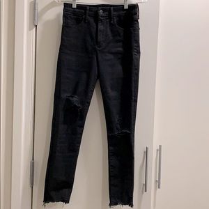 Abercrombie black high rise curve love ripped jean